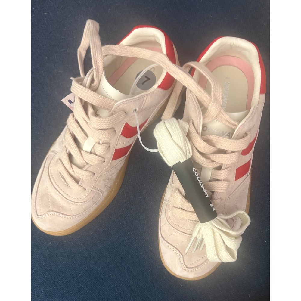Coolway Goal Suede Sneakers Beige Red Gum Sole Low Top Trainers Womens Sz 7 NEW - Picture 3 of 5